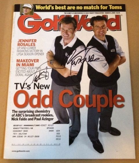 NICK FALDO PAUL AZINGER SIGNED GOLF WORLD MAGAZINE  