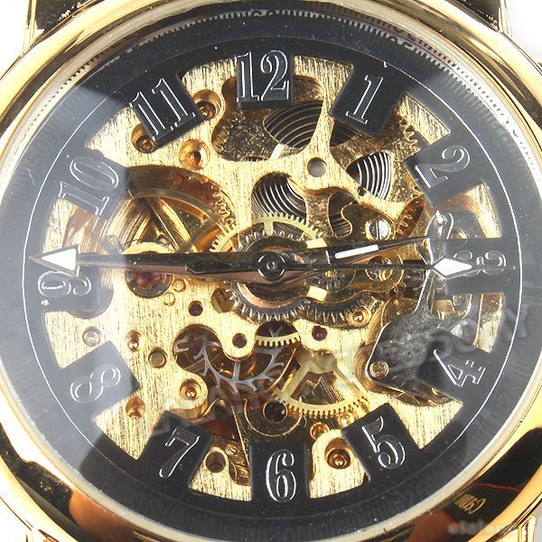 402013  6pcs Golden Faux Leather Mechanical Skeleton 