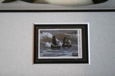 DUCKS UNLIMITED 2003 Duck Stamp & Carved Black Duck  