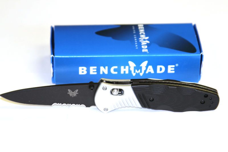 BENCHMADE 581SBK BARRAGE SERRATED BLADE W/ BLK & CHROME  