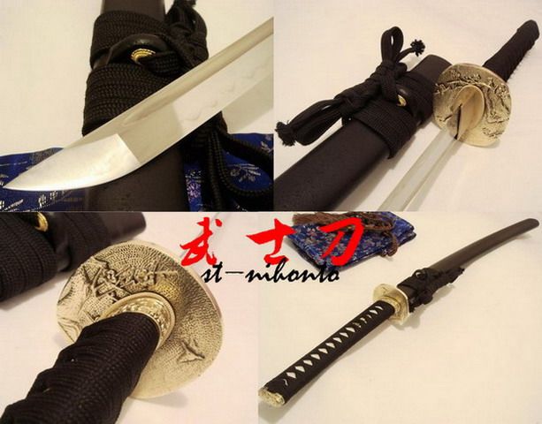   blade japanese katana copper tiger tsuba battle ready sword  