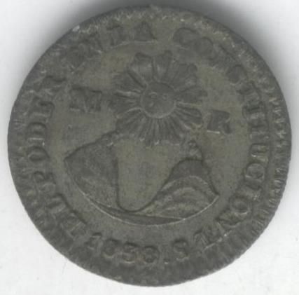 ST REAL 1838 DE LA MONEDA 1/2 DE ECUADOR AU+