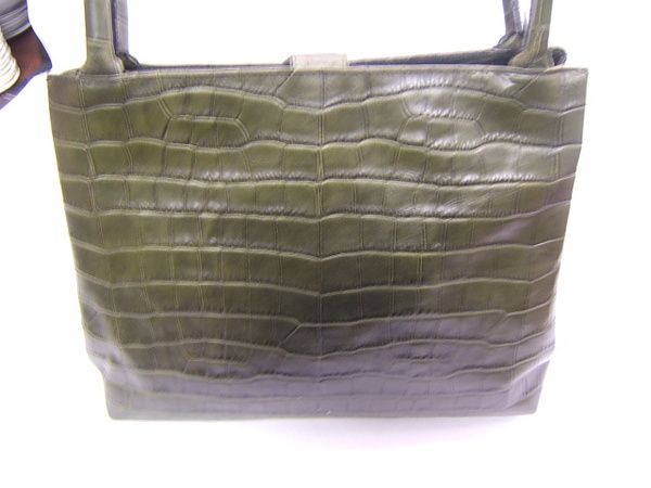 Talbots Crocodile Leather Handbag Hunter Green VGC jk  