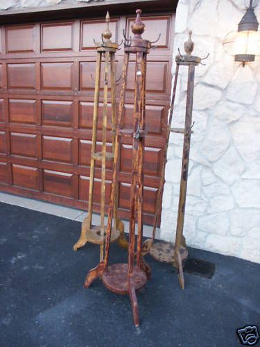   Primitive entry Coat Rack Hanger Hat Tree Brown distressed stand