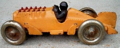 OLD CAST IRON HUBLEY RACER RACING CAR TOY WITH SHOOTING FLAMES OUT OF 