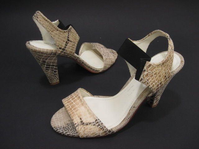 CO. Beige Snake Print Sandles Heels Shoes Sz 9  