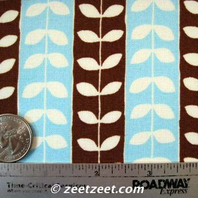 Robert Kaufman Mingle LEAFY STRIPE Brown Blue Fabric  