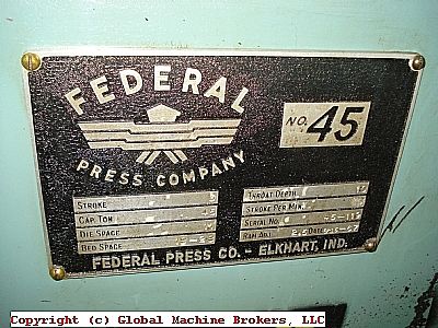 FEDERAL PRESS 45 TON 3 STROKE RAM ADJ.2.5  