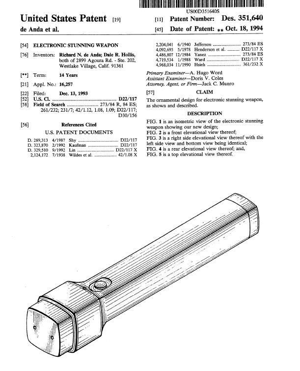 New 196 Stun Gun & Taser(TM) Patents on CD ROM  