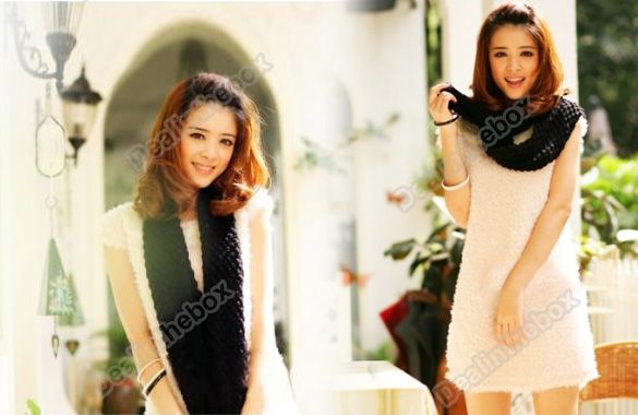 Korean Girl Bubble Dot Knitting Wool Circle Corn Scarf Neck Warmers 