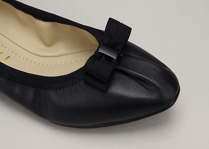 11049 Goatskin Leather Ribbon Handmade Flats Black US  