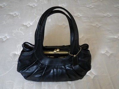 COACH ERGO BLACK TATTERSALL PLEATED FRAME SATCHEL BAG  