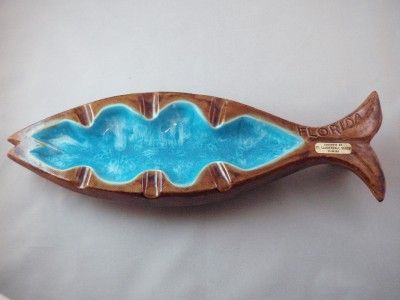 Vintage Ft. Lauderdale Beach Florida Souvenir Fish Ashtray Blue 