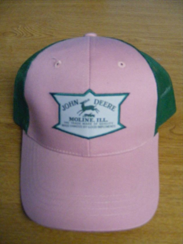 JOHN DEERE BRAND TRACTOR PINK GREEN MESH TRUCKER HAT  