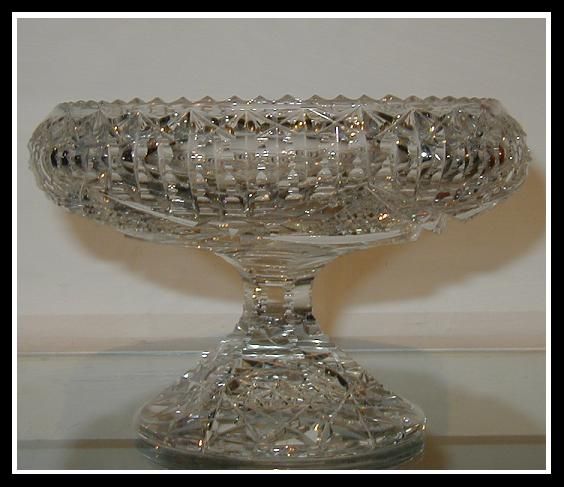 Unusual ABCG Antique American Brilliant Cut Glass Compote NR  