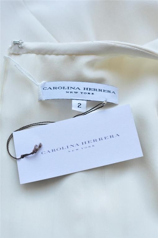 CAROLINA HERRERA Lace & Silk Pleated Short Sleeve Knee Length Dress 2 