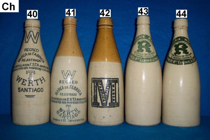COLLECTION 49 POTTERY CHILE BEER BOTTLES STONEWARE  