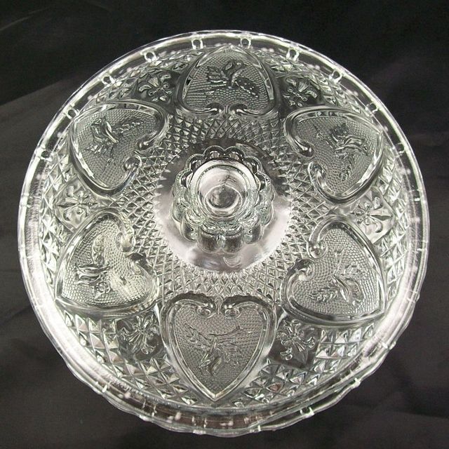 Round Hearts Pressed Glass Candy Dish KIM INDONESIA  