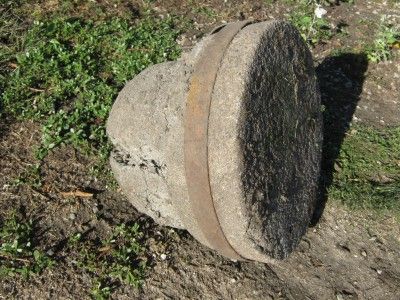 Cement Constructed Rare Ribbed Ball Old Hog Swine Oiler  