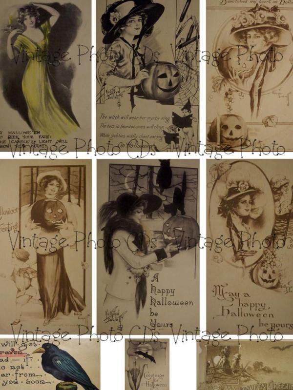 Vintage Halloween Postcard Collage Sheet C29  