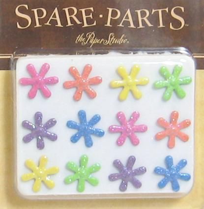 BRADS Glitter Flowers SPARE PARTS Scrapbooking 12 pc  