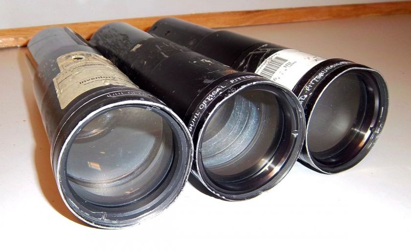 Lot of 3 Buhl Optical Co. 9.0 228mm, f4.4 Projection Lenses. Used 