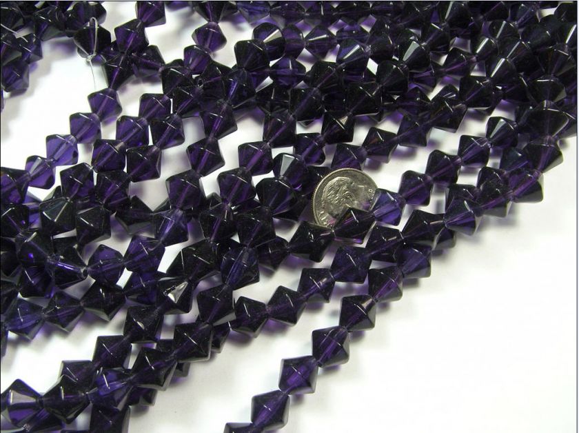 25 STRANDS 10MM DK PURPLE BICONE GLASS BEADS LOT (TS99)  