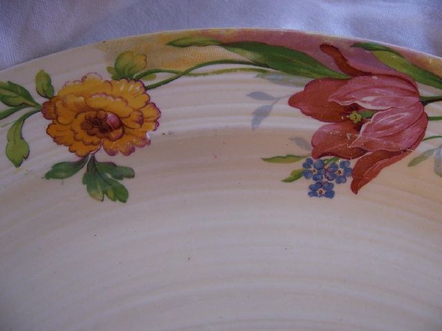 VINTAGE CROWN DUCAL PLATTER,1930s,FLORAL RIBBED DESIGN  