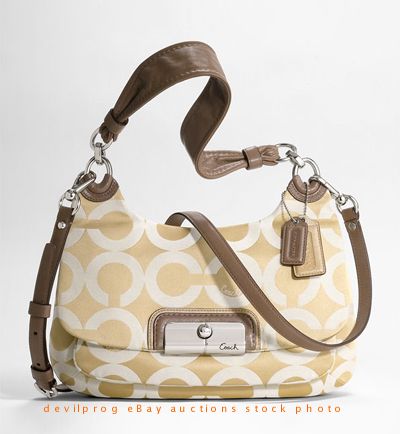 COACH 16953 KRISTIN OP ART SATEEN HIPPIE Crossbody Bag Purse Khaki 