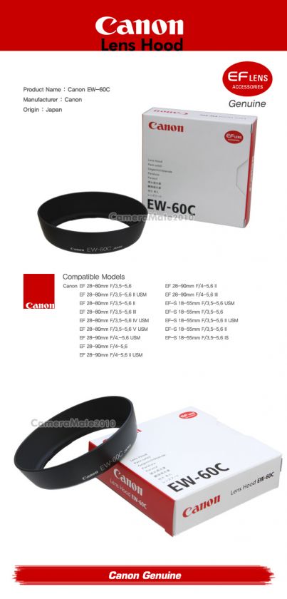 Genuine Canon EW 60C Lens Hood 28 80mm 28 90mm 18 55mm  