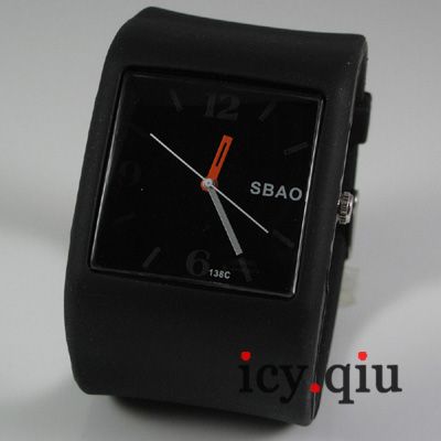 Jelly Silicone ODM Sports Fashion Big Watch Black B3  