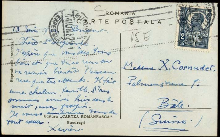 rare old postcard ed cartea romaneasca postally used 1922 image