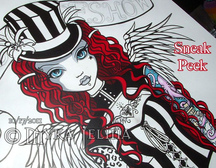 Circus Tattoo Fairy Sideshow Original PAINTING Layla  