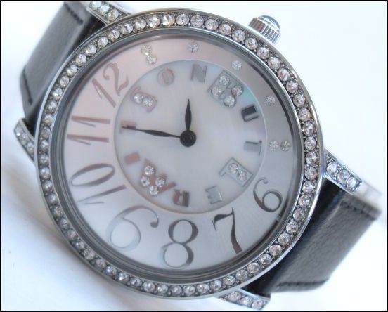   Leather Butler & Wilson Sparkling Crystal Mother of pearl Watch  