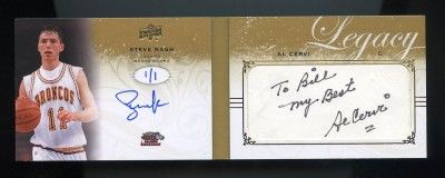 2011 ALL TIME GREATS STEVE NASH AL CERVI CUT AUTO #1/1  