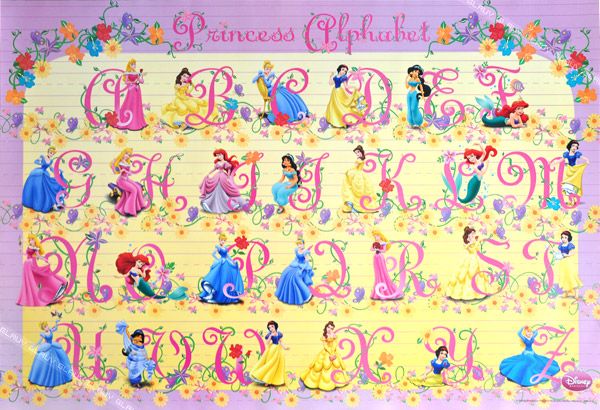 Alphabet Princess Walt Disney WM312 Poster for Kids  