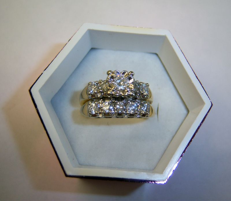 14k GOLD ENGAGEMENT Bridal RING SET 1.10ctw DIAMONDS  