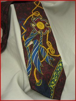 NEW ANTHONY SICARI SILK TIE BURGUNDY w/ GREAT ART DECO  