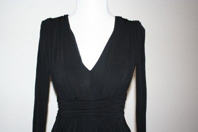 NEW BCBG LARK SIDE DRAPE shirring Black Jersey Deep V neck Cocktail 