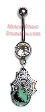 DISNEY JACK SKELLINGTON COBWEB DANGLE BELLY RING  