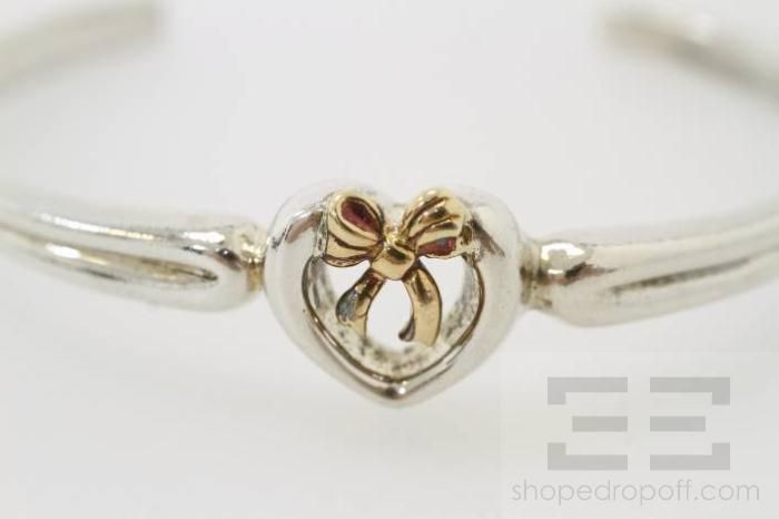 Tiffany & Co. Sterling Silver & 18k Yellow Gold Heart Bow Cuff 