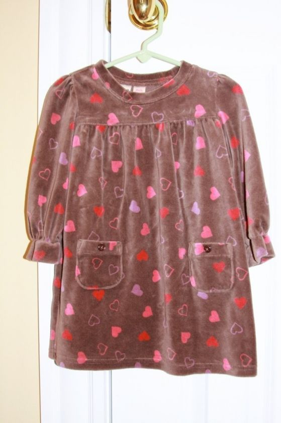 OshKosh Valentines Velour Hearts Dress 18 Mos EUC  