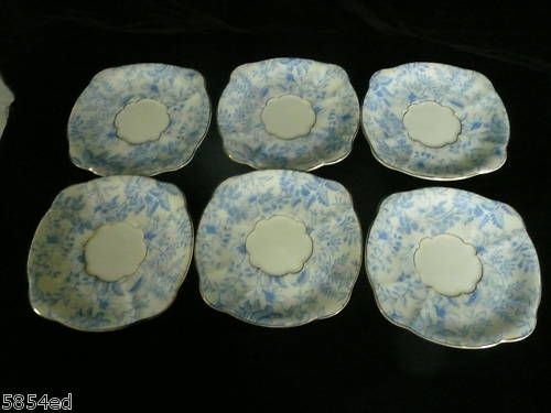 Saucers Vintage Blue Fern and Daisy Pattern R2 141062  