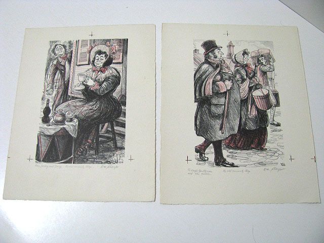   Lithograph Illustrations The Old Curiosity Shop Signed W Sharp 1950