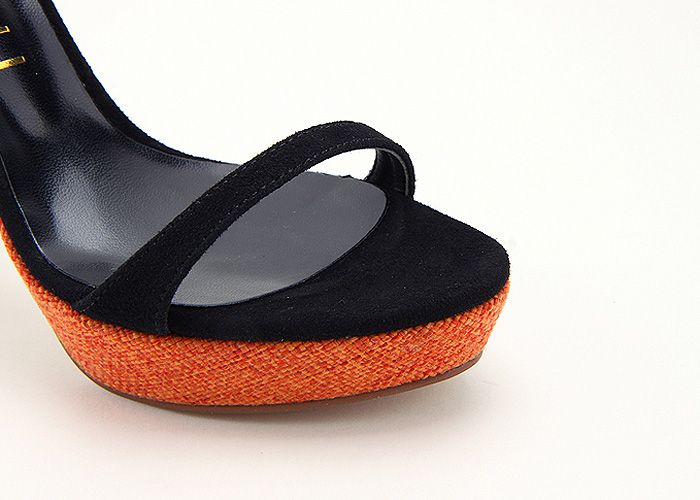 11173 Suede Linsey Fabric Ankle Strap Handmade Sandals Black US  