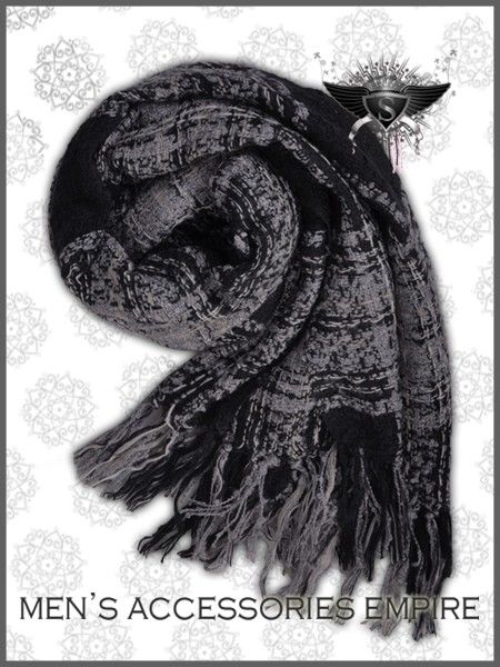 CWMS091 Black Long Winter Grid Fringe Shawl Scarf Wrap  