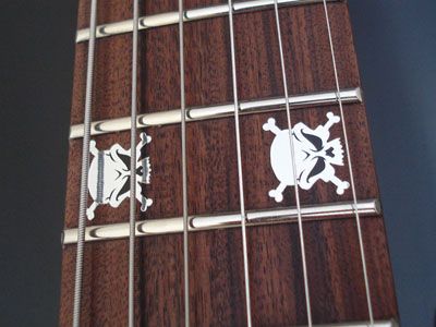 EVIL SKULL & CROSS BONES Vinyl Guitar Decal Inlay Set  