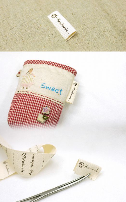 1YD Handmade Fold Cotton Label Ribbon Sewing Fabric Tape Tag Labels 