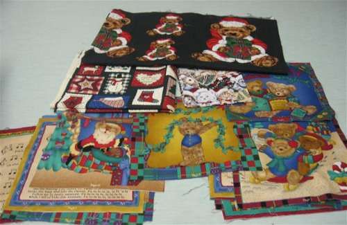 Christmas Material ~ Lot of Varied Squares and 1 Yard   1 1/4 Yard 