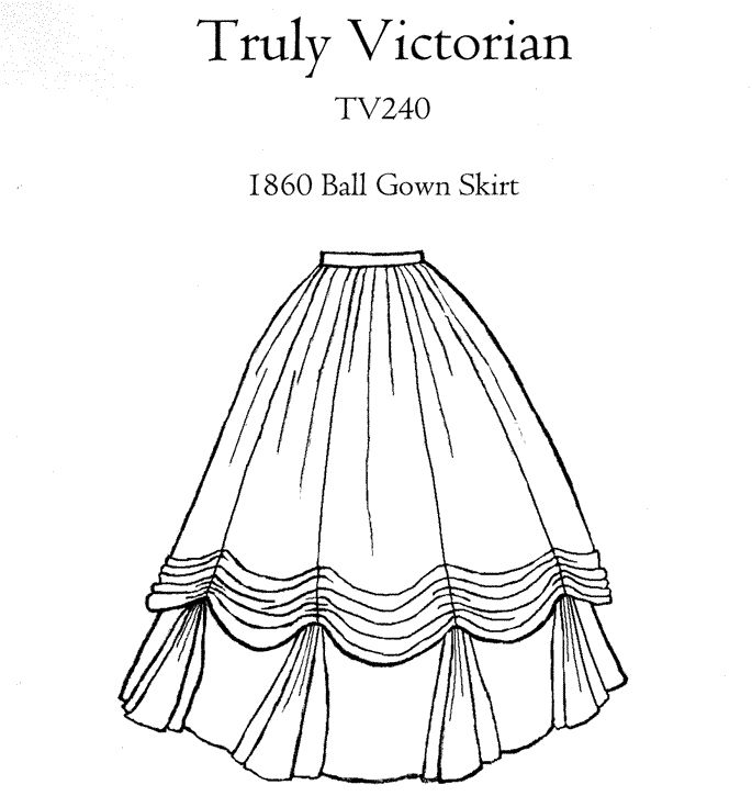 Truly Victorian 1860 Ball Gown Skirt Pattern all sizes  